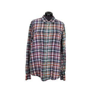 Tommy Bahama Plaid Linen Shirt Men’s XLT Button Front Multicolor Lightweight
